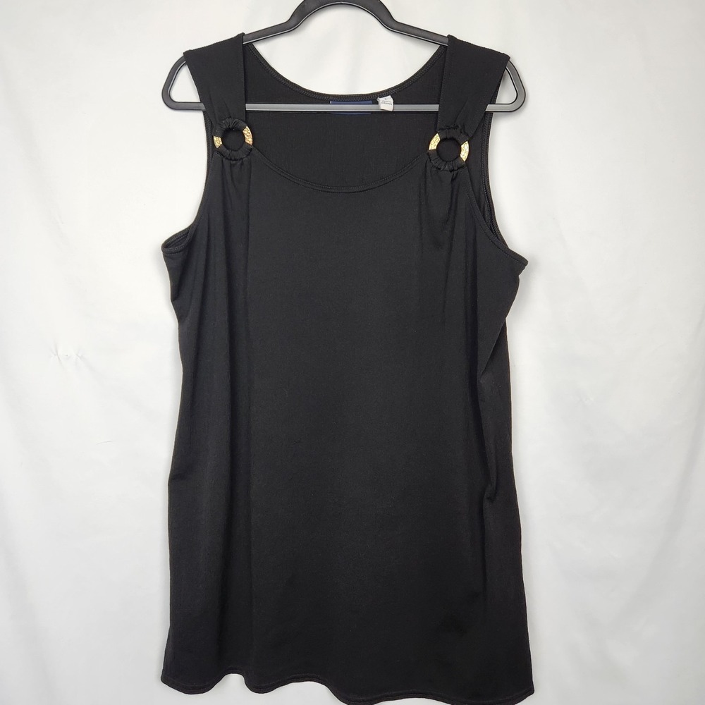 Croft & Barrow Sleeveless Top Size L Black Cotton Spandex‎ Accent At Shoulder